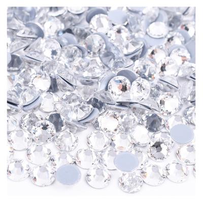 China Flatback Wholesale 1440pcs Ss6-30 Iron On Transfer Glass Crystal Stone Hot Fix Clear White Rhinestone For Clothes Dress Bags for sale