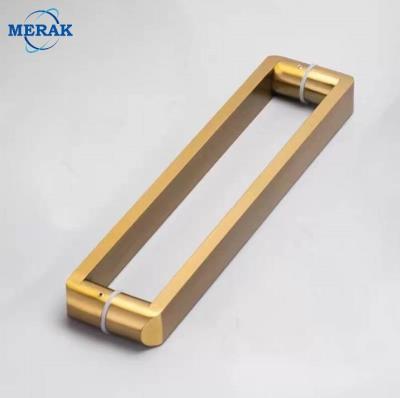 China Modern 304 Stainless Steel Entrance Gold Square Large Double Door Swing Door Pull Main Side Pull Handles For Hotel Glass Door for sale