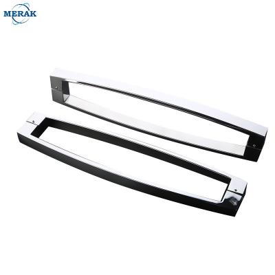 China 440mm Modern Bathroom 304 Stainless Steel Glass Door Back to Back Towel Bar Pull Handle Shower Pull Handles for Shower Enclosures for sale