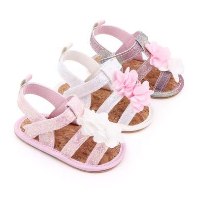 China Breathable Hot Selling Comfortable Baby Sandal Flower Princess Shoes For Girl Glitter Baby Shoes for sale