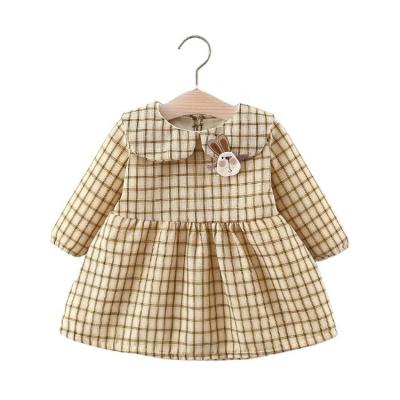 China Factory Direct Anti-wrinkle Baby Winter Dresses Thick Warm Cotton Baby Dresses Lapel Plaid Princess Dresses for sale