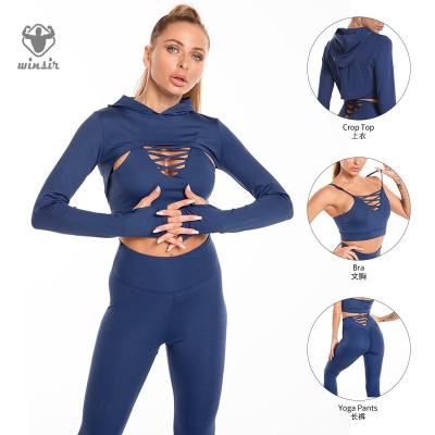 China New Fashion Breathable 3 Piece Yoga Sets Fitness Women Yoga Pants Sets Gym Workout Sets Clothing Women for sale