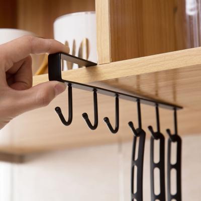 China Kitchen Storage Rack 1pc Iron Hanger Rack Cup Board Hook Hanger Home Multifunctional Towel Viable Hanging Rack for sale