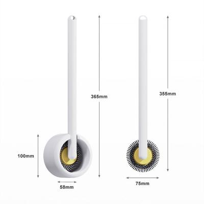 China Viable Rotating Toilet Brush With Holder Wall Mounted Tpr Silicone Toilet Cleaner Household Toilet Cleaning Tools for sale