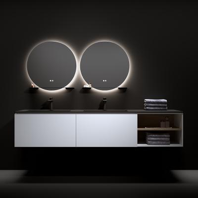 China Modern Antibaterial Bathroom Set Luxury Black Sink Basin Commercial Bathroom Vanity Unit for sale