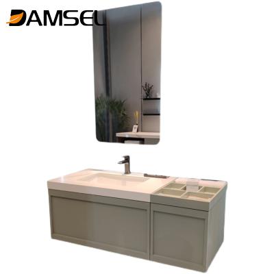 China 2021 Modern Modern Bathroom Cabinet Set Organzied Storage Cabinet Wood Bathroom Vanities With LED Smart Mirror for sale