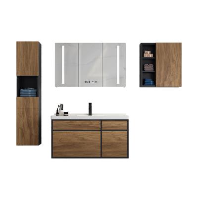 China Modern Classic Wall Mounted Wooden Bathroom Vanity Cabinets With Side Cabinets for sale