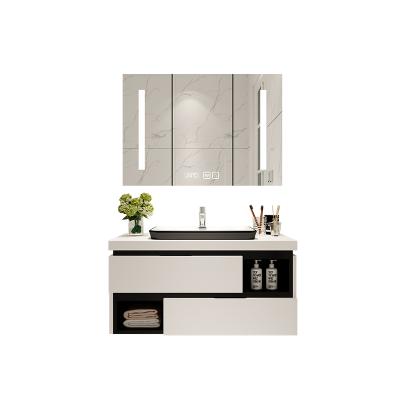 China Large Modern Modern Plywood Storage Cabinet With White Sink Bathroom Vanity Unit for sale