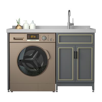 China Spacious Simple Storage Gray Multifunctional Laundry Tub With Cabinets Laundry Cabinet for sale