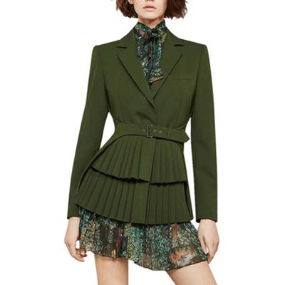 China Quality Sustainable High Street Luxury Fashion 2 Piece Skirt Set Army Green Blazer Print Dress Outfits For Women for sale