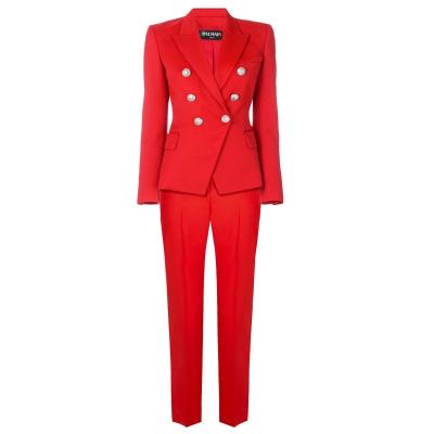 China Customization Viable Color Teams Manufacturer Shawl Collar Elastic Waist Elegant Chic Quality Two Pieces Pants Set Women Blazer Suits for sale