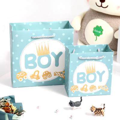 China Cute Candy Baby Shower Gift Boy and Girl Paper Bag Package Recyclable Custom Cartoon Storage Box for Kids Birthday Party Decorations for sale