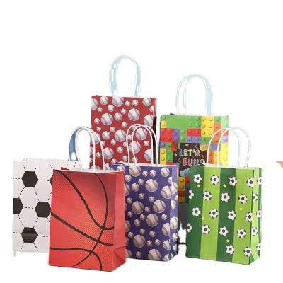 China Manufacture Recyclable Custom Paper Kraft Paper Bags Shape Instead Of Buying Sport Ball Theme Kraft Paper Bottom Paper Gift Bags With Handles for sale