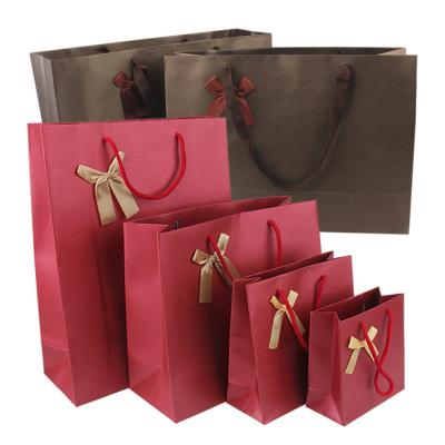 China Factory Manufacturer Recyclable Custom Size Color Jewelry Packaging Luxury Gift Paper Shopping Bag Luxury Paper Bag With Handle Bowknot for sale