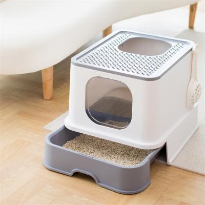 China Large Living Space Easy Cleaning Prevent Removing Semi-enclosed Pet Poop Box Cat Toilet Hidden Cat Toilet Litter Box Furniture for sale