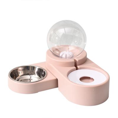 China Automatic Plastic Pet Water Dispenser Automatic Pet Dog Feeder 2 In 1 Double Adjustable Pet Water Drinker Colapsible Feeding Bowl for sale