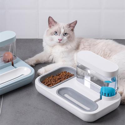 China Viable 2 In 1 Pet Bowls And Water Vending Machine Cat Dog Pet Food Feeder Drinker Double Feeders Water Bowl for sale