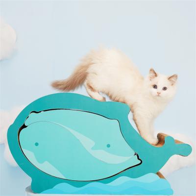 China Professional Wrinkled Paper Cat Accessories Whale Shaped Superior Pet Supply Wrinkled Paper Cat Toy Cat Scratcher Board for sale