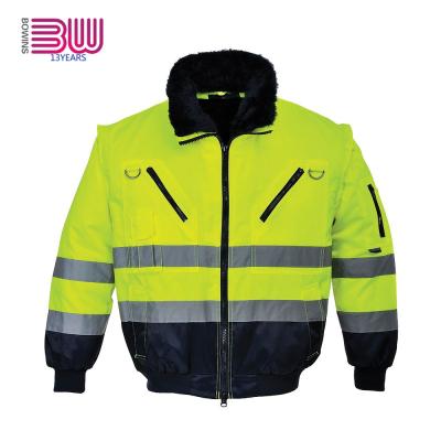 China Custom Yellow BOWINS Hi-Force 3-In-1 Pilot Jacket Reflective Safety Coat for sale