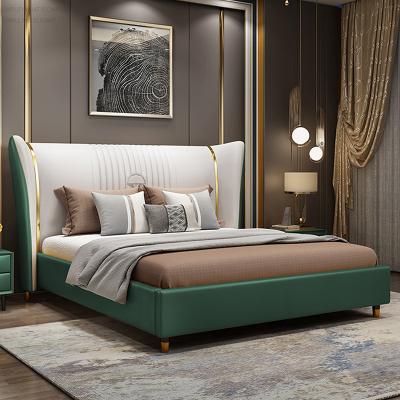 China Latest Design Leather Bed Modern Queen Storage Bedroom Set Furniture Double Sofa Bed Solid Wood Bed for sale