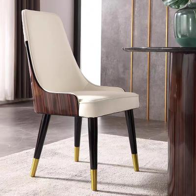 China Other Nordic Style Modern Restaurant Dining Chair Solid Wood Leg Leather Cushion Dining Chair for sale