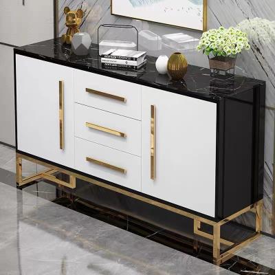 China Nordic Home Light Luxury Stainless Steel Sideboard Furniture Modern Minimalist Living Room Porch Cabinet for sale