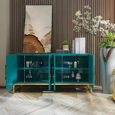 China Contemporary luxury nordic green wooden kitchen tableware storage cabinet home furniture new for sale