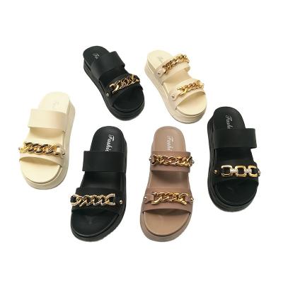 China Hot Fashion Trend Style Lady Shoes Sliders Slipper Women Slippers Sandals Chains Latest Ladies Slippers Shoes and Sandals for sale