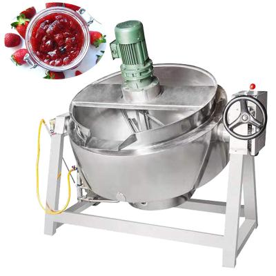 China Vegetable Processing Plant Double Jacket Kettle Stainless Steel Lined Kettle With Hanging Mixer for sale