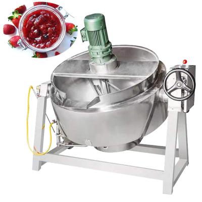 China Vegetable Processing Plant Commercial Electric Jacket Kettle With Agitator Steam Kettle Jacket 200 Liter Gas Lined Kettle for sale