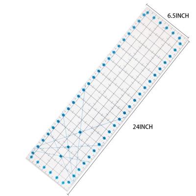 China Eco-friendly Streight Ruler 6.5*24 Inch Non-Slip Acrylic Square Quilting Blue Patchwork Ruler For Home Sewing for sale