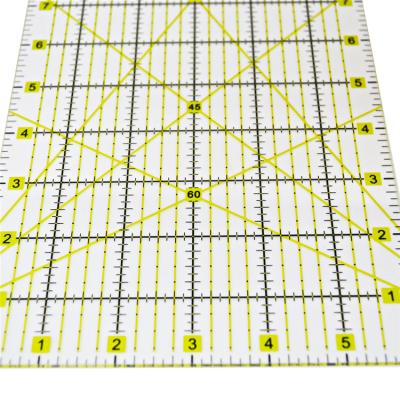 China For patchwork etc factory promotion 6.5x12inch quilting quilting ruler laser cut acrylic quilters ruler for sale