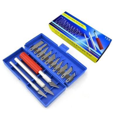 China Quick-change Free Sample Precision Plastic Case Cutting Tools 13 Pcs Hobby Craft Knife Set for sale