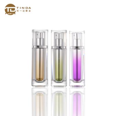 China 30ml Double Wall Square Empty Acrylic Lotion Pump Serum Bottle For Skin Care Cosmetic Plastic Luxury Packaging for sale