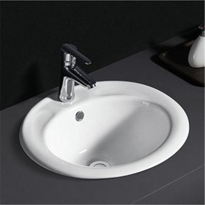 China Easy Clean Countertop Vendor AC480 Warm White Oval Gloss Ceramic Bathroom Sink for sale