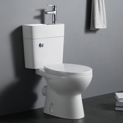 China C1009 Popular Design Double-flush Modern White Gloss Combination Ceramic Toilet With Basin for sale