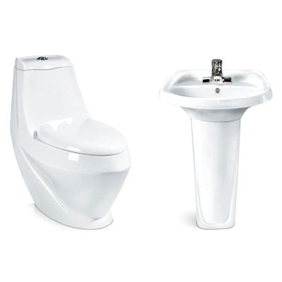 China Hot Selling High Quality Double-Flow Bathroom Cheap Toilet Set With Pedestal Sink for sale