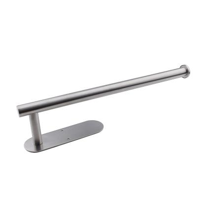 China Viable Success Under Screw Cabinet Self Adhesive Wall Mounted Or Drilling Black Paper Towel Holder Rack Vertically Or Horizontally for sale