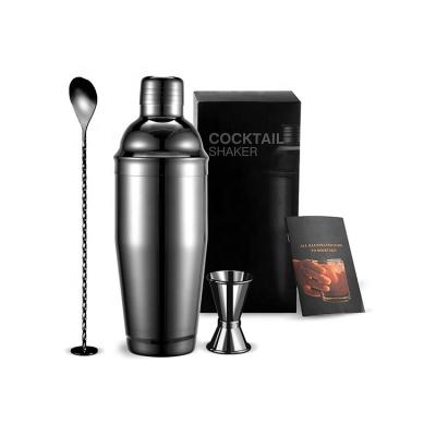 China Best Viable Durable Gift 3 PCS Sets 750ml Cocktail Shaker Machine Set Gun Black Cocktail Shakers Stainless Steel for sale