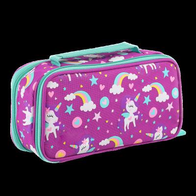 China Schools & PENCIL BAG POUCH STATIONERY CASE 600D WITH LARGE CAPACITY SUITCASE SILK PRINTING DESIGN for sale