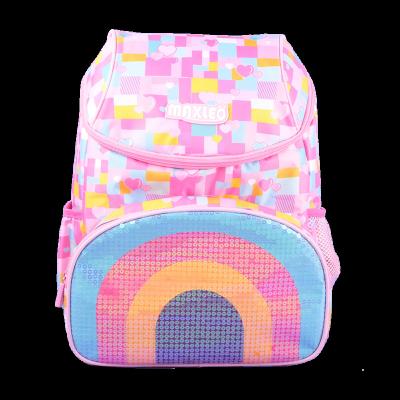 China Polyester CHILD FLIP COVER BACKPACK GEOMETRIC PINK RAINBOW SEQUIN POCKET for sale