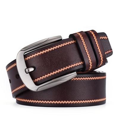 China Men Fashion Belt New Design Factory Custom Fashion One Layer Cowhide Split Leather Waist Belts For Men for sale