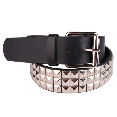 China Fashion Belt Hot Item Unisex PU Leather White Rivet Pin Buckle Belt for sale