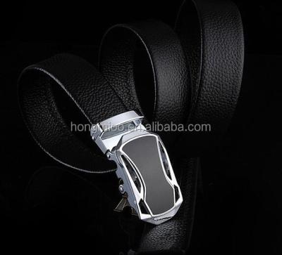 China Formal Top Grain Ratchet Leather Car Buckles Adjustable Slide Belts for sale