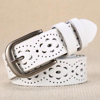 China Fashion Split Leather Belts Women Hollow Out Belt For Women Ladies Split Leather Belt for sale