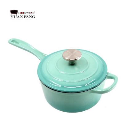 China Viable Cyan Sauce Pan Round With Lid 3-Quart Enamel Melt for sale