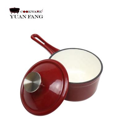 China Sustainable Burgundy Enamel Milk Pot Cast Iron Milk Pot With Lid for sale