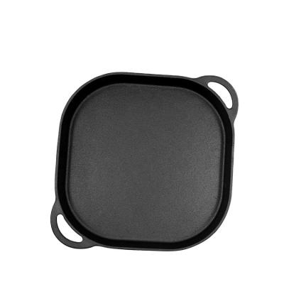 China CLASSIC Double Loop Handles Flat Cast Iron Square Grill Griddle Pan Pre Seasoned for sale