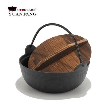 China General Use For Gas Cast Iron And Induction Cooker Sukiyaki Pot 26cm With Wooden Lid 10.2