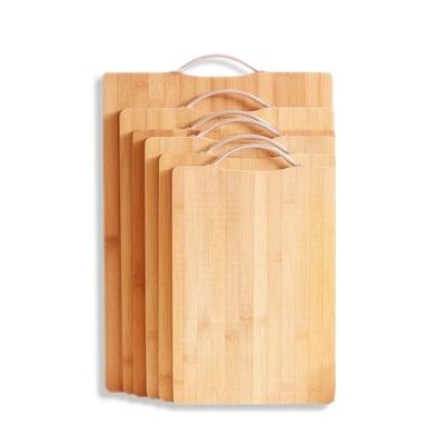 China Viable Ready To Ship Wholesale Rectangle Bamboo Cutting Boards Bamboo Chopper With Handle For Kitchen for sale